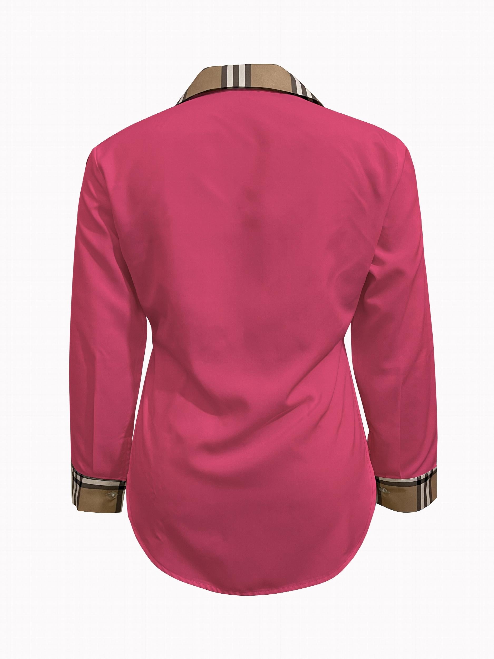 Colorblock Plaid Print Long Sleeve Button Up Lapel Collar Shirt