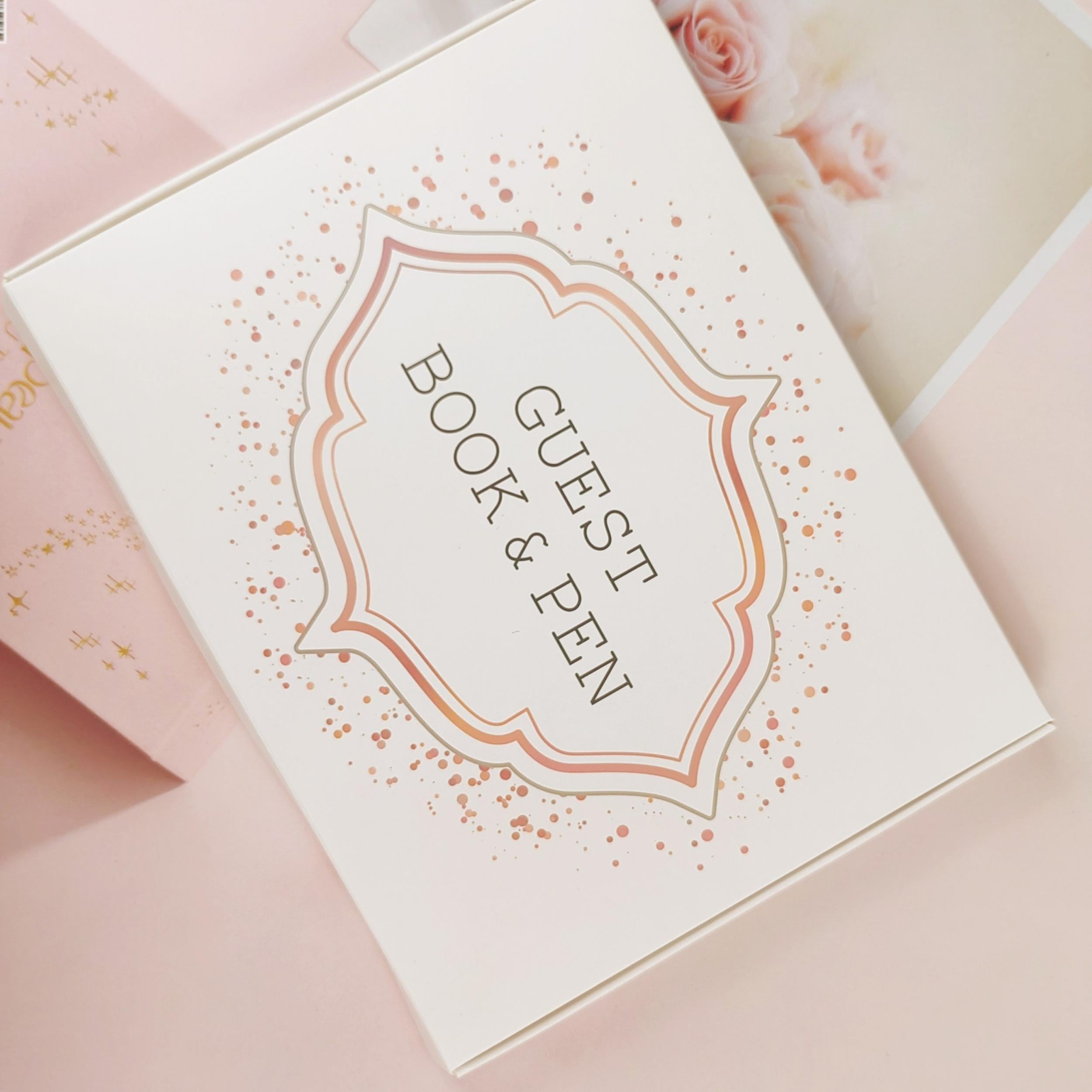 Wedding Guest Book & Pen Set - 50 Sheets 100 Pages - Sign-in Notebook For Guests