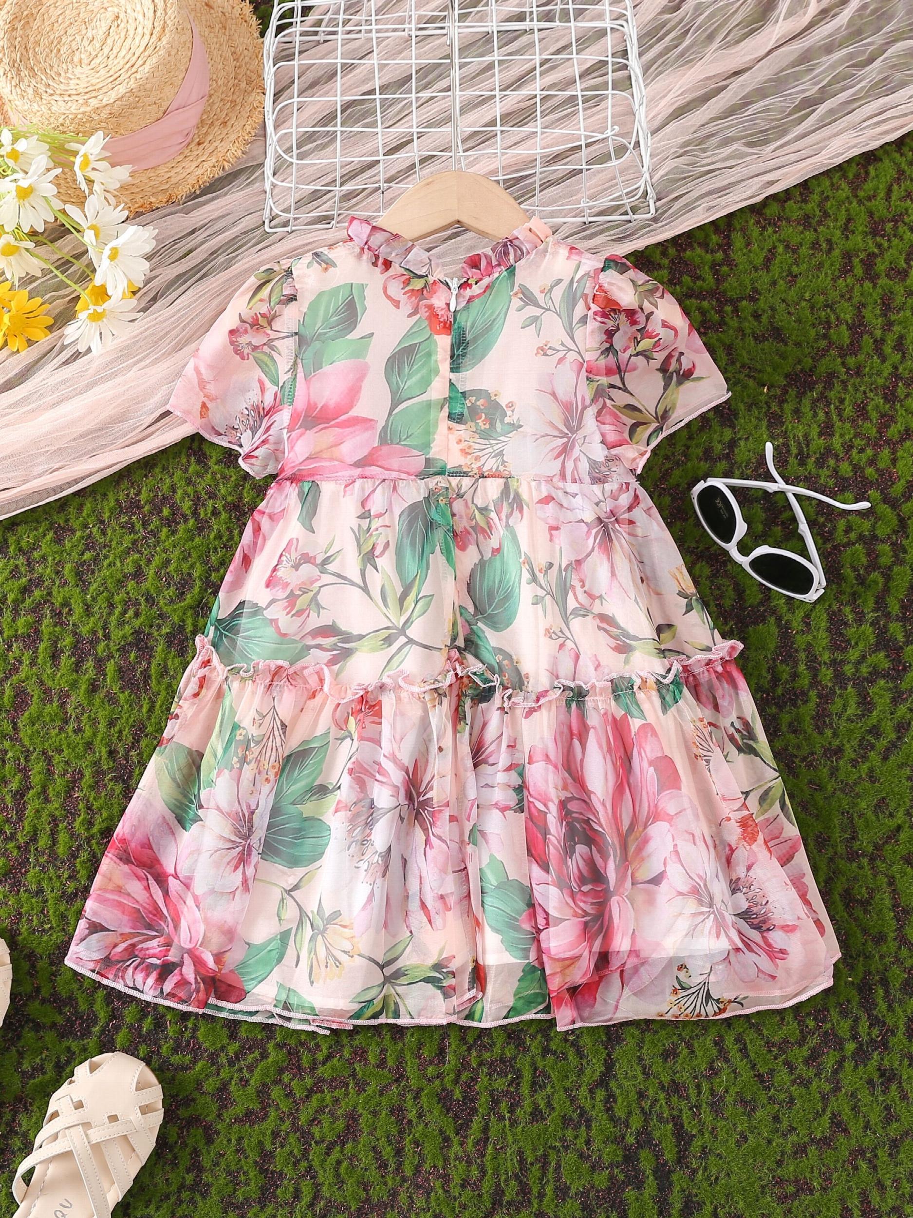 Baby Girls Ruffles Flowers Princess Dress Summer Clothes