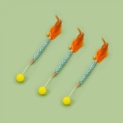 Catnip Teething Stick Cat Toy with Feathers and Bells