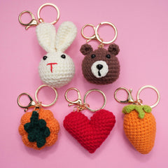Hand Knitted Pendant Cartoon Bunny Bear Pumpkin Yarn Keychain