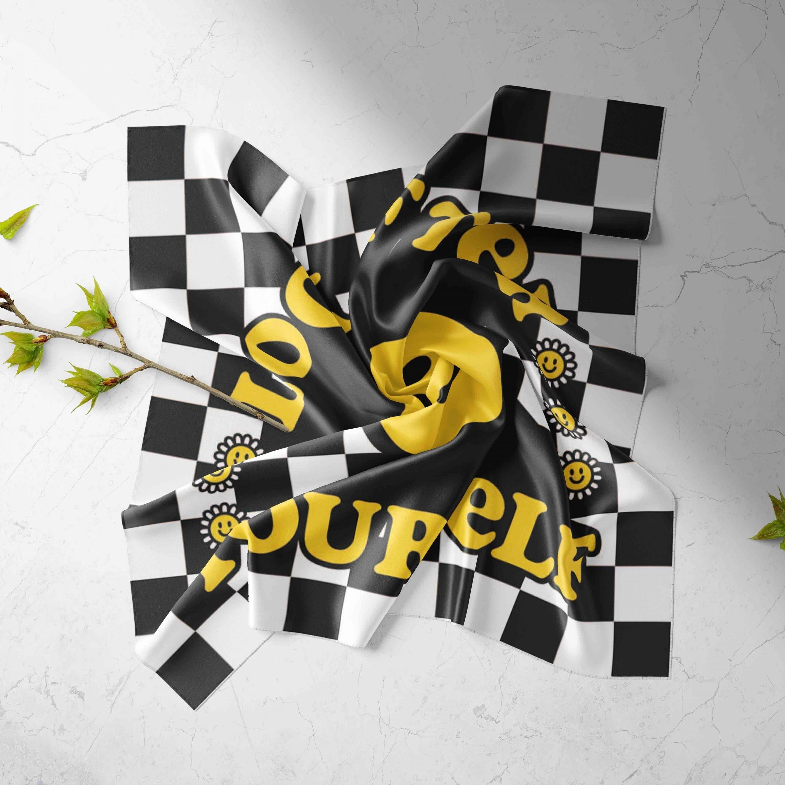 Smiling Face Bandana Hip Hop Square Scarf Headband Handkerchief Women