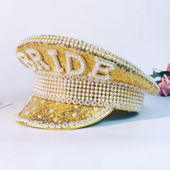 Bride Hat Faux Pearl Sequin Decor for Bachelorette Parties