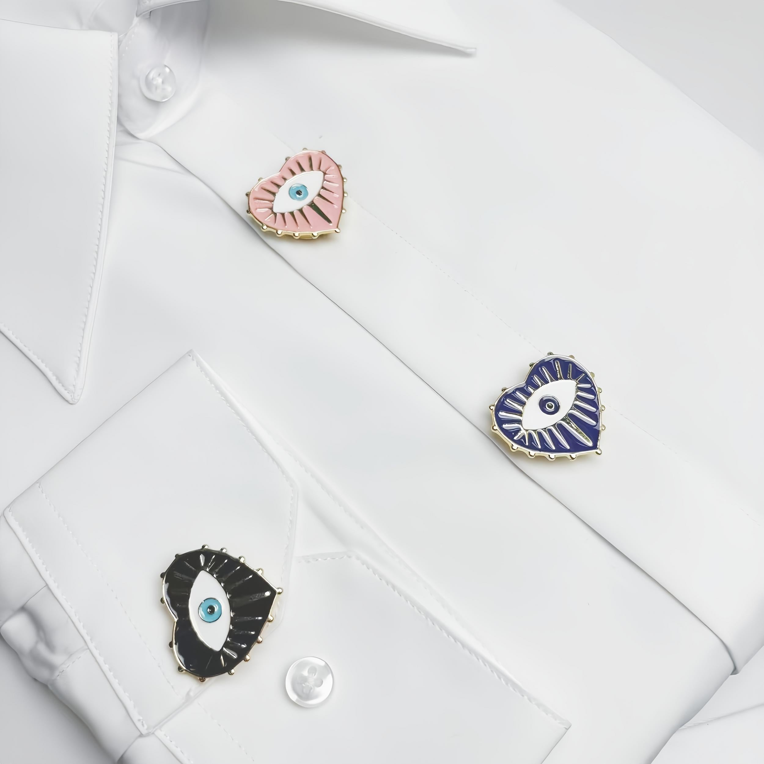 2pcs Love Eyes Shirt Button Cover - No Sewing - Multicolor