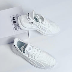 Women's Breathable Woven Sneakers Casual Lace Up Outdoor Shoes