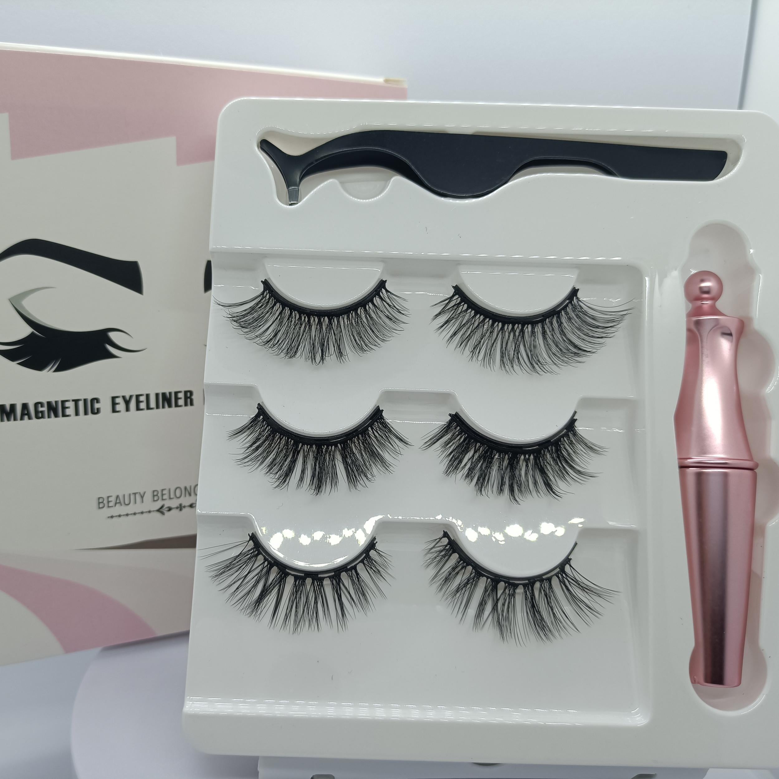 Magnetic Eyelashes & Eyeliner 3 Pairs Kit