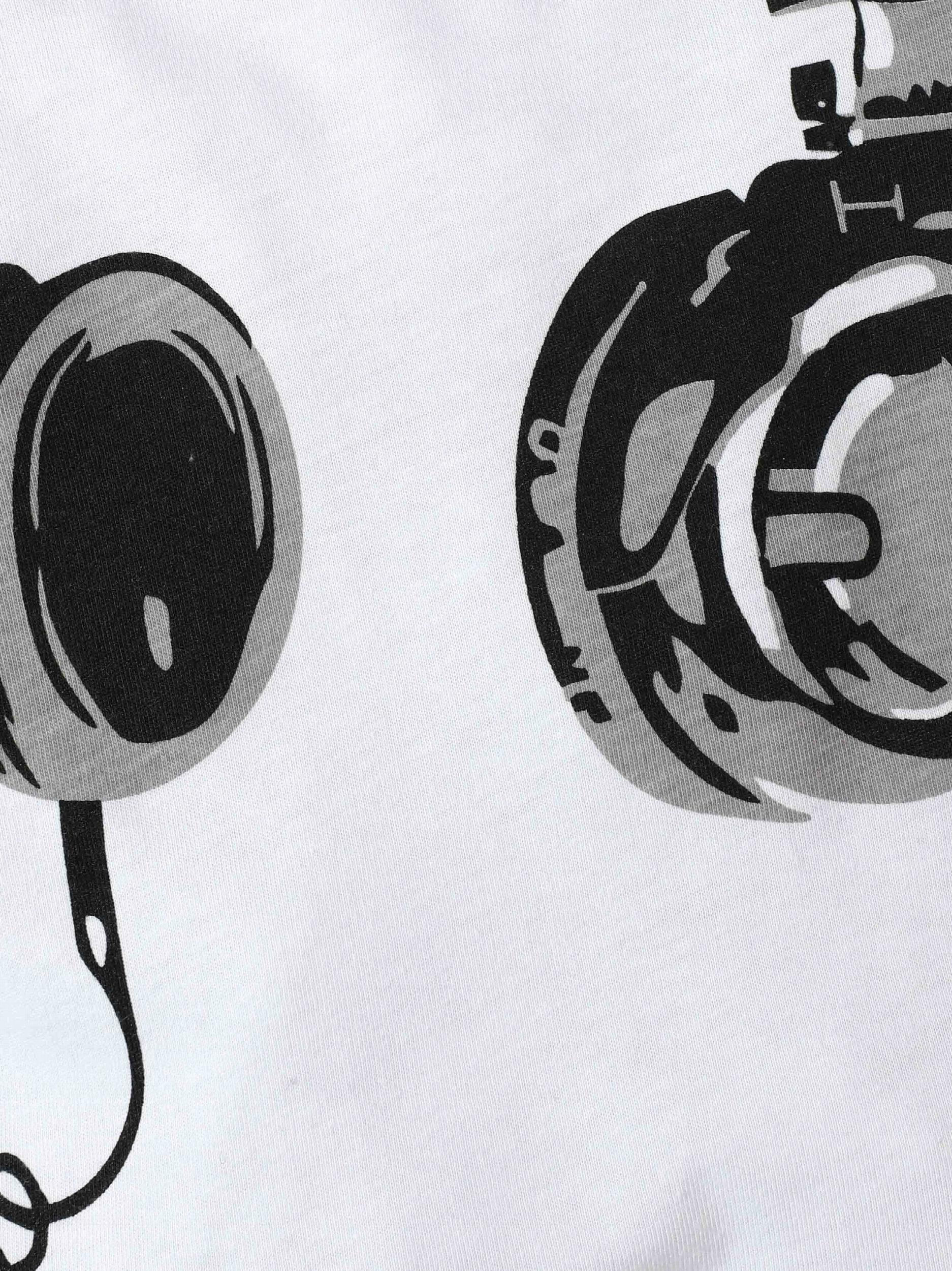 Boys 2pcs Sweatshirt Top & Joggers Pants Set Earphone Print Kids Clothes