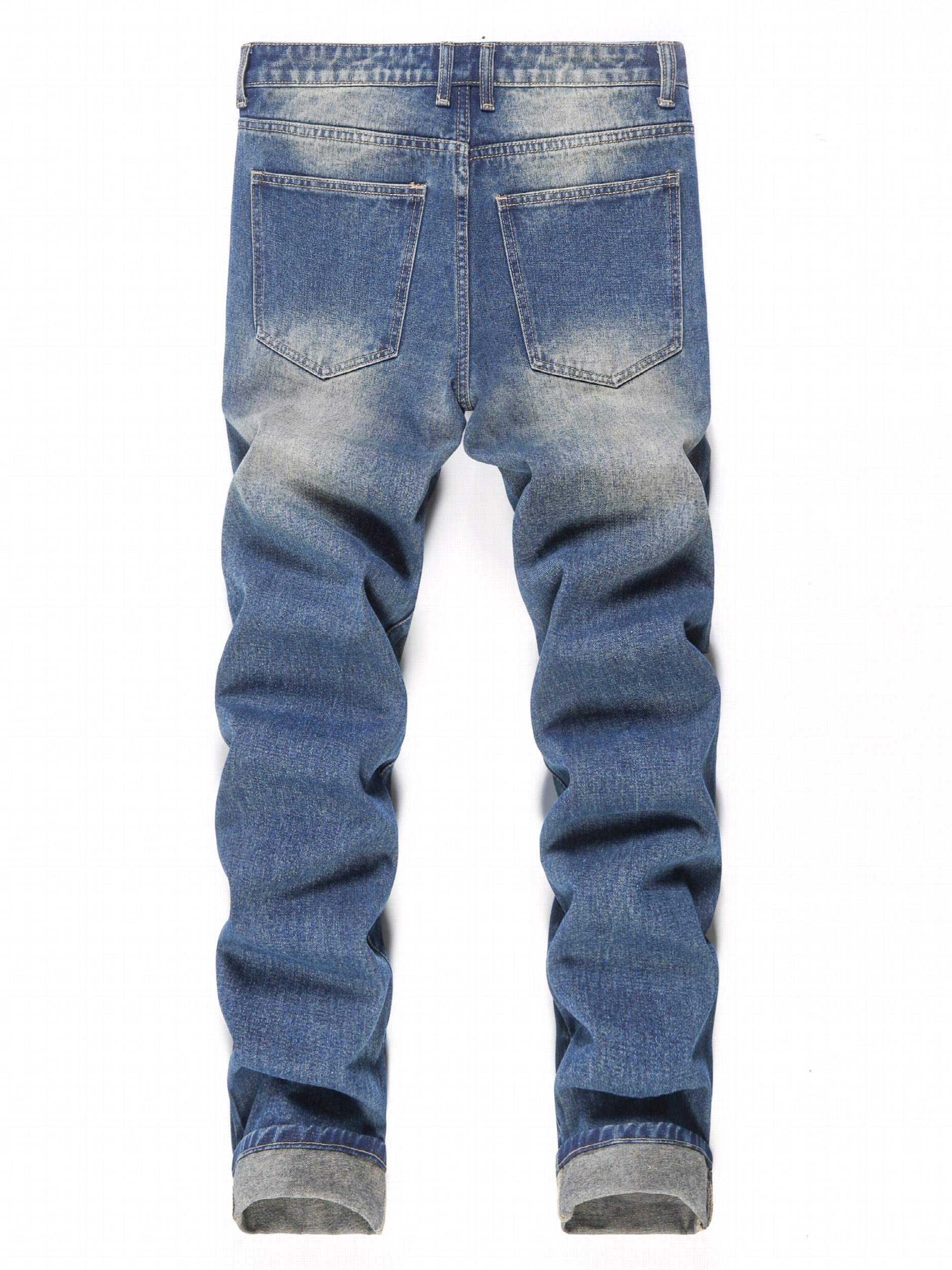 Slim Fit Ripped Jeans Mens Casual Street Style Distressed Denim Pants