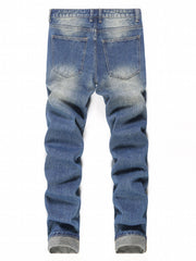 Slim Fit Ripped Jeans Mens Casual Street Style Distressed Denim Pants