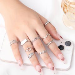 36pcs Geometric Silver Rings Set for Girls, Daily Decoration Gift for Friends