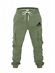 Men's Addicted Print Cargo Pants with Drawstring Pockets