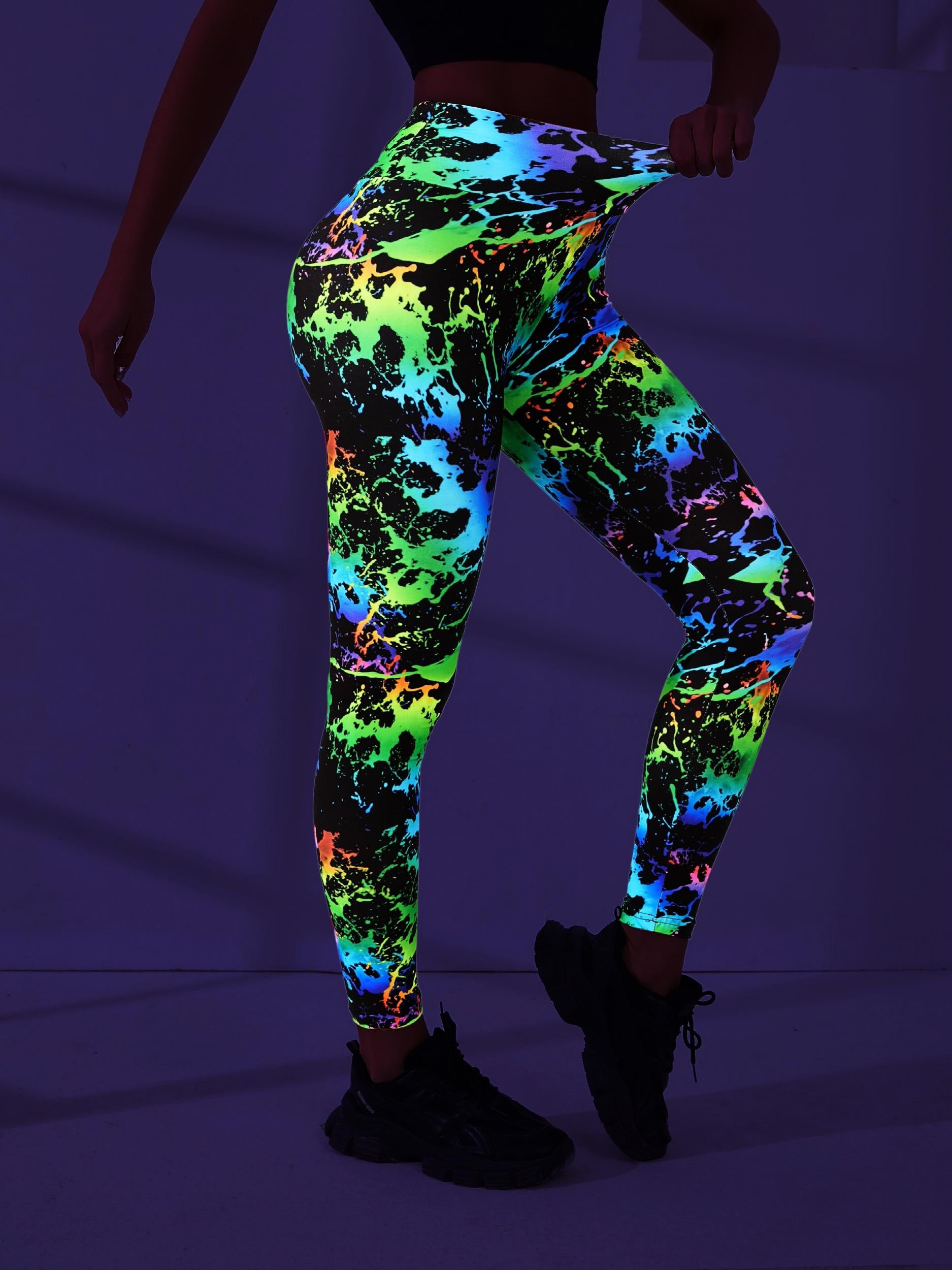 Splash Print Hip Lifting Sports Leggings Yoga Fitness Pants