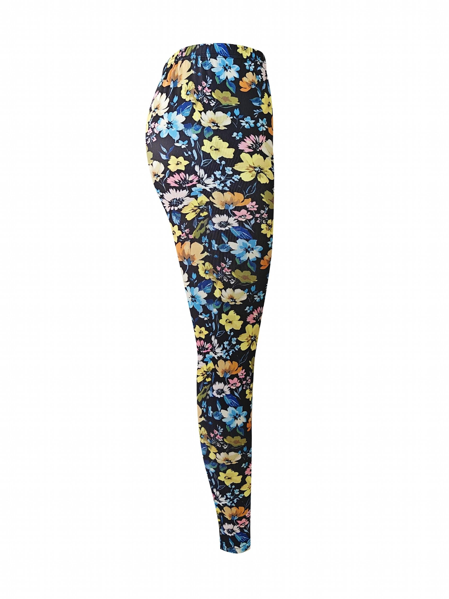 Floral Print Yoga Workout Pants High Stretch Running Sports Fitness Leggings