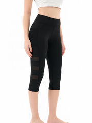 Mesh Patchwork Yoga Leggings High Waist With Pocket