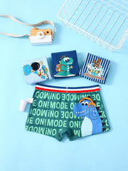 4pcs Boys Boxer Briefs 95 Cotton Striped Cartoon Print Elastic Waist