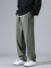 Men's Solid Joggers Pockets Active Drawstring Trousers