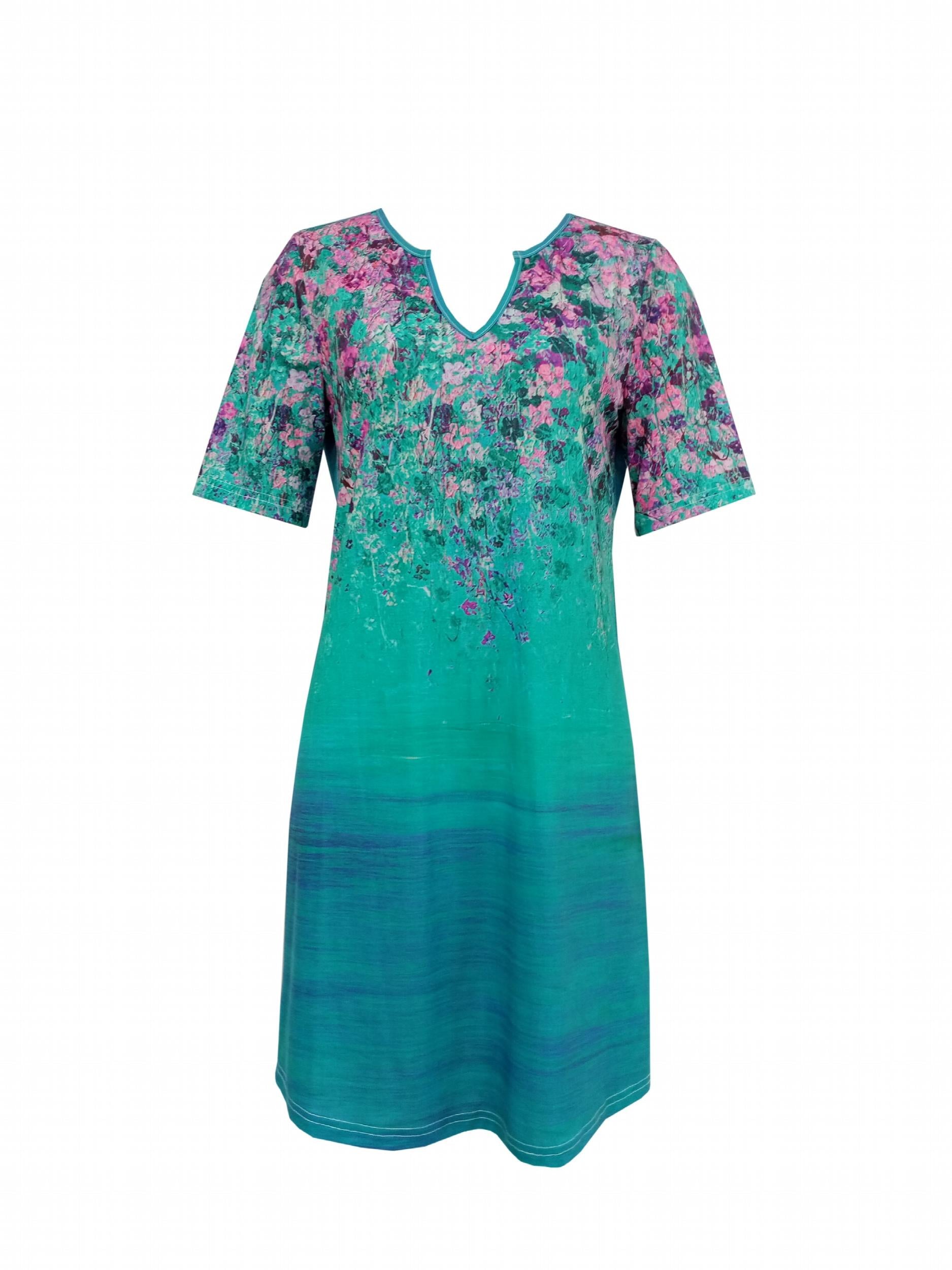 Floral Print Dress Casual V Neck Short Sleeve Dress Women's Clothing