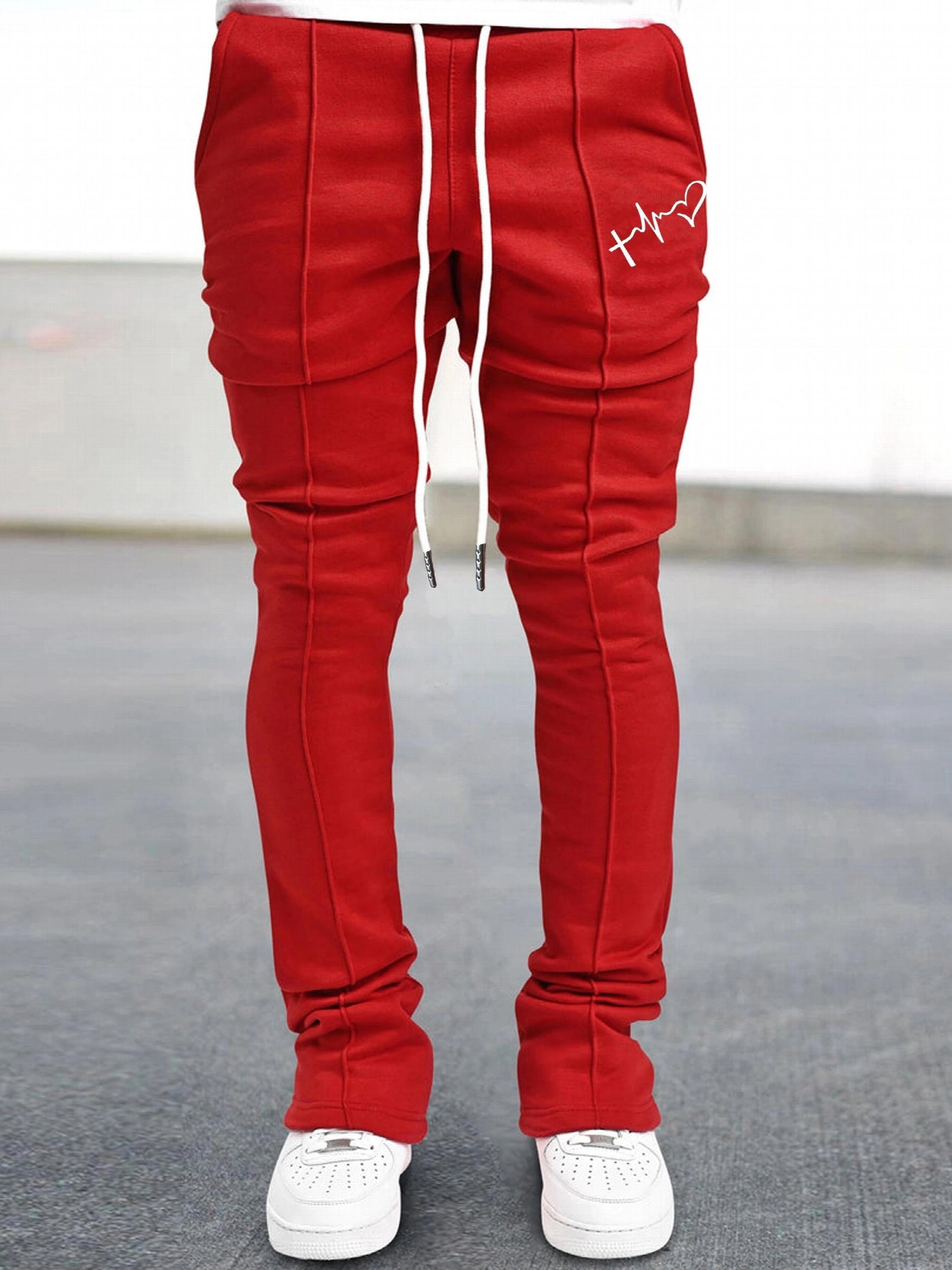Men's V Print Flared Trousers Casual Hip Hop Pants