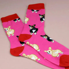 Funny Corgi Pattern Socks Women's Crew Stockings