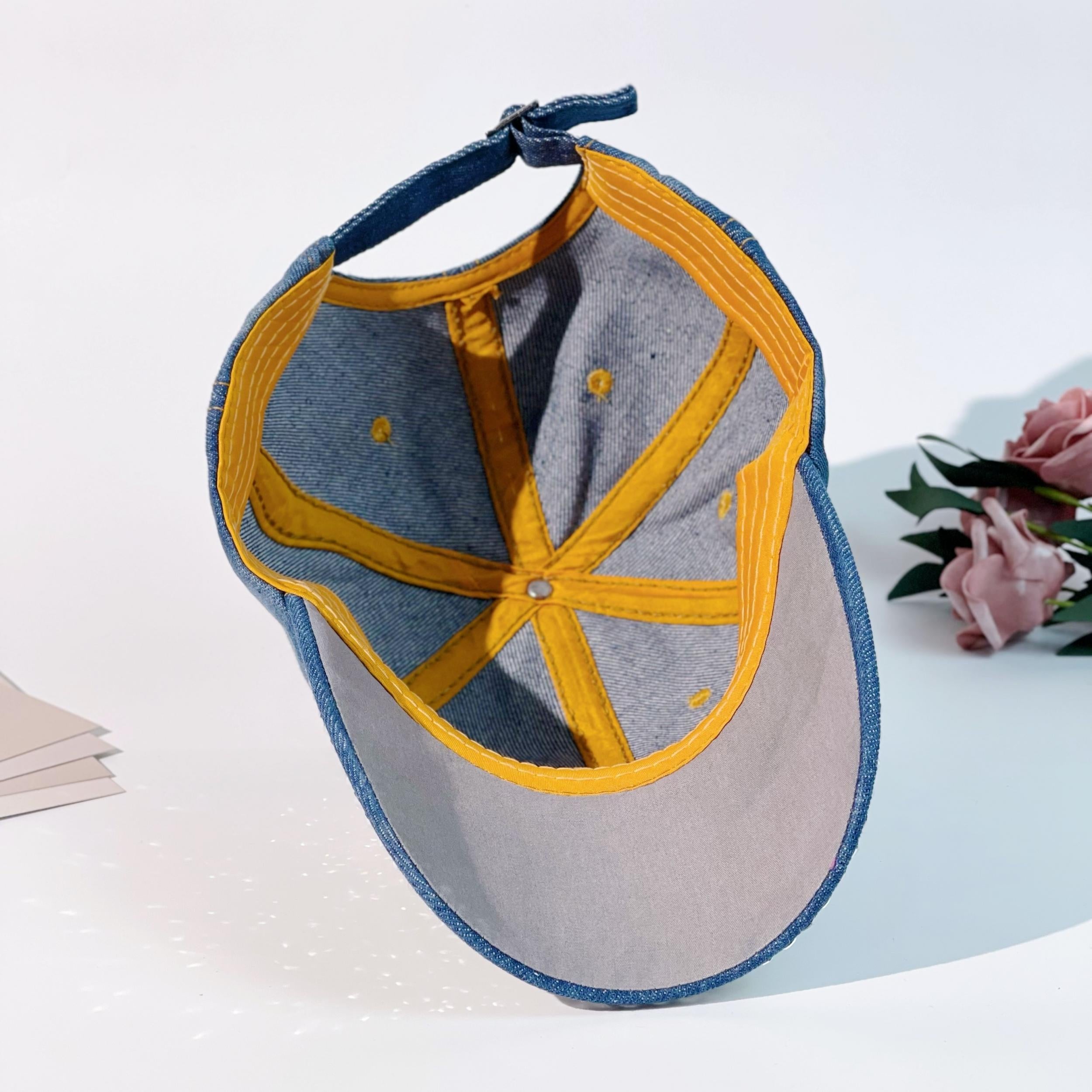 Y2K Butterfly Patch Denim Baseball Cap Rhinestone Decor