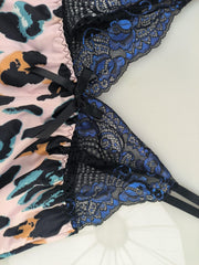 Lace Slip Nightdress Sexy V Neck Leopard Sleep Dress Women's Sleepwear