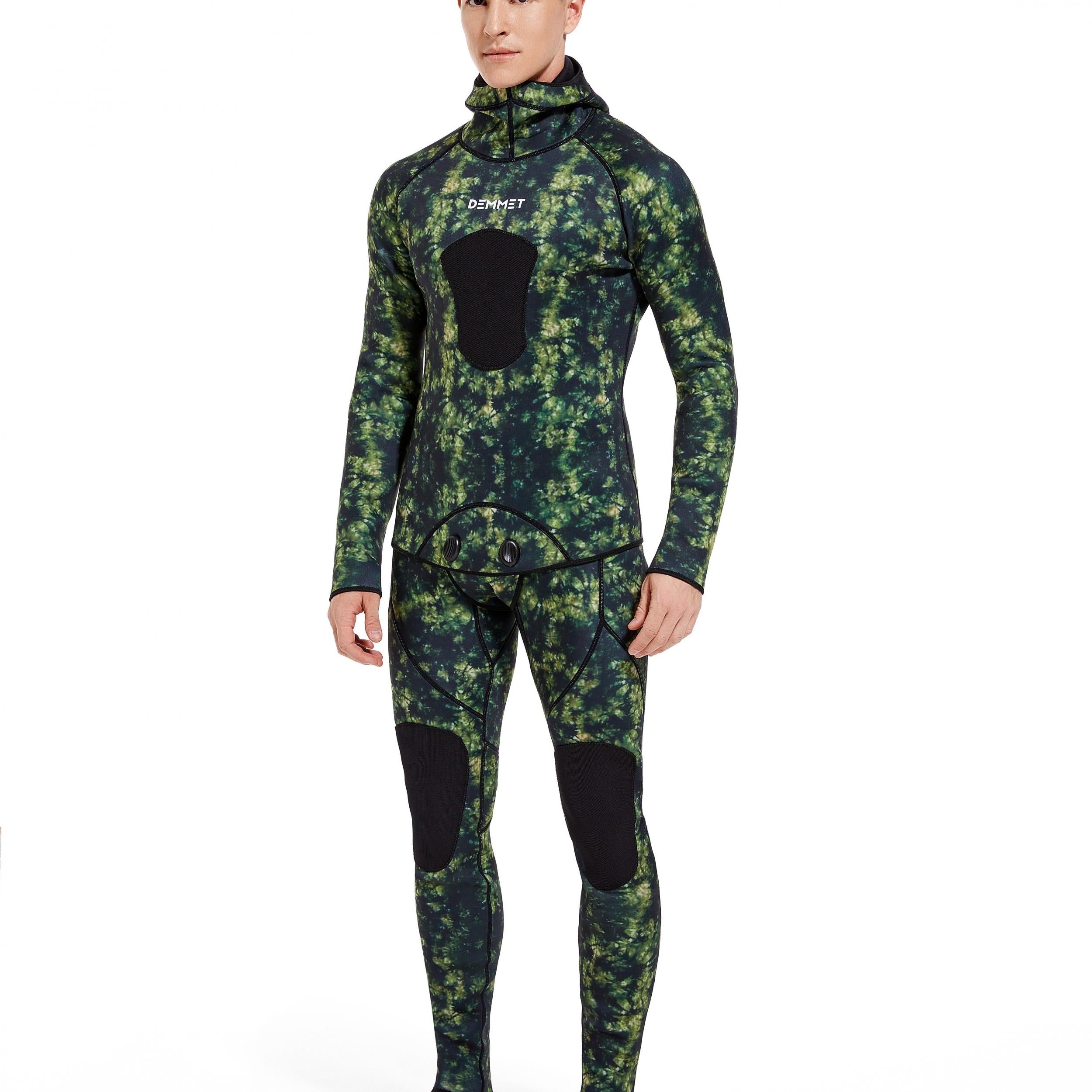 Men's Neoprene 3mm Camo Hoodie Wetsuit Full Suit for Snorkeling