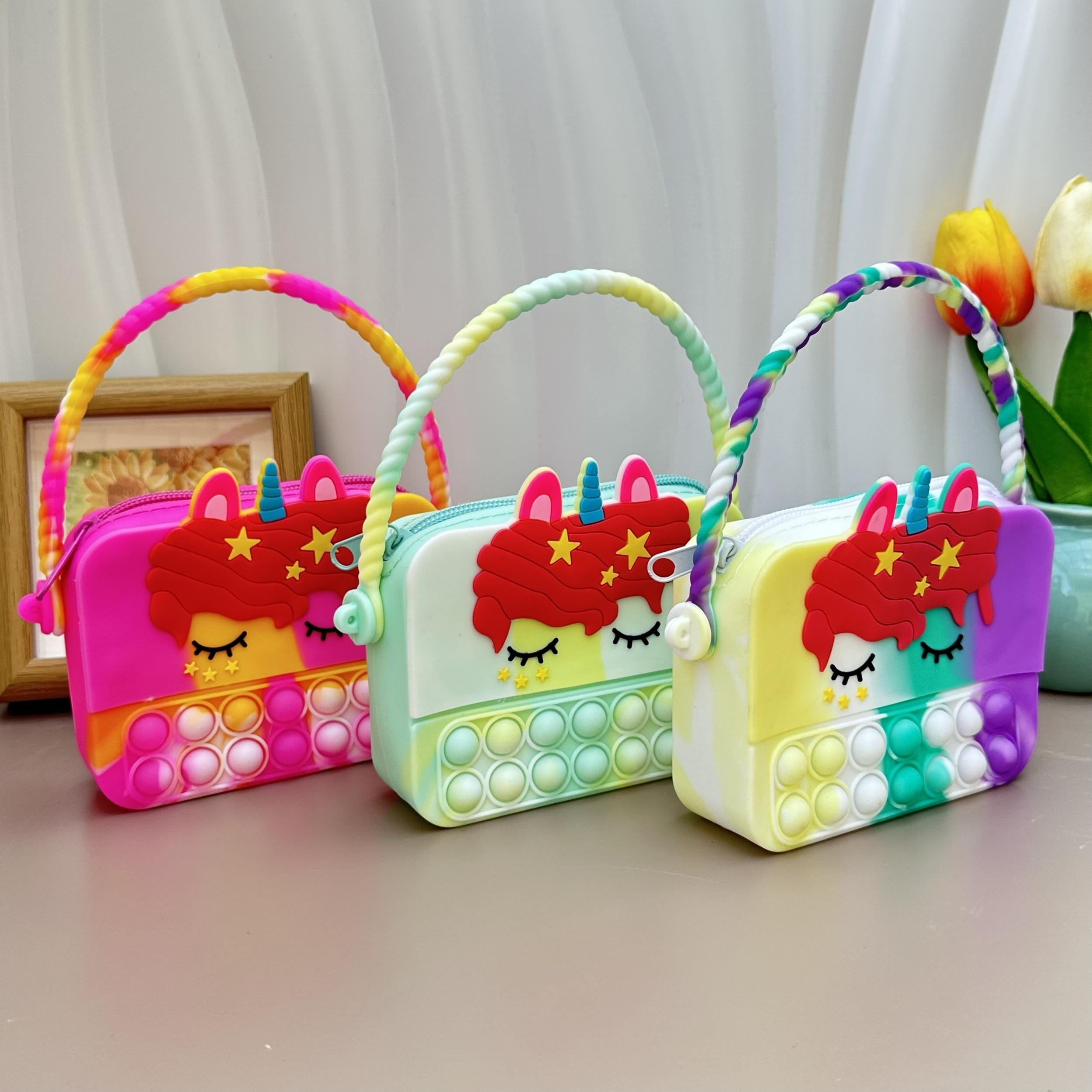 Kids Cartoon Handbag Bubble Pinch Silicone Coin Purse for Girls