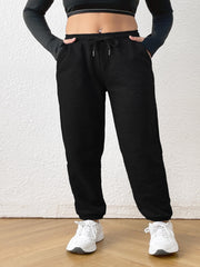 Sports Pants Women's Plus Solid Elastic Waist Gym Joggers With Pockets