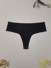 3 Pack Plus Size Seamless Thong Panties Set Women's Mid Waist Stretch