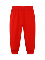 Girls' Animal Embroidered Joggers Pants Drawstring Pockets