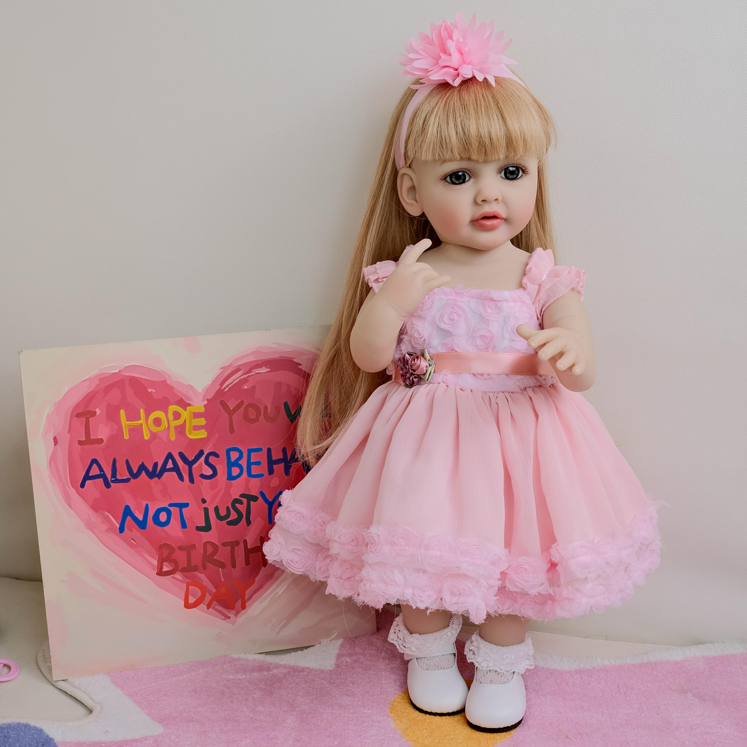 22" Princess Doll Blonde Hair Pink Gown & Accessories