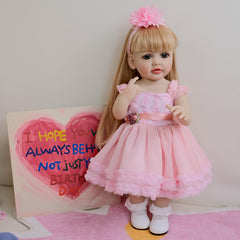22" Princess Doll Blonde Hair Pink Gown & Accessories