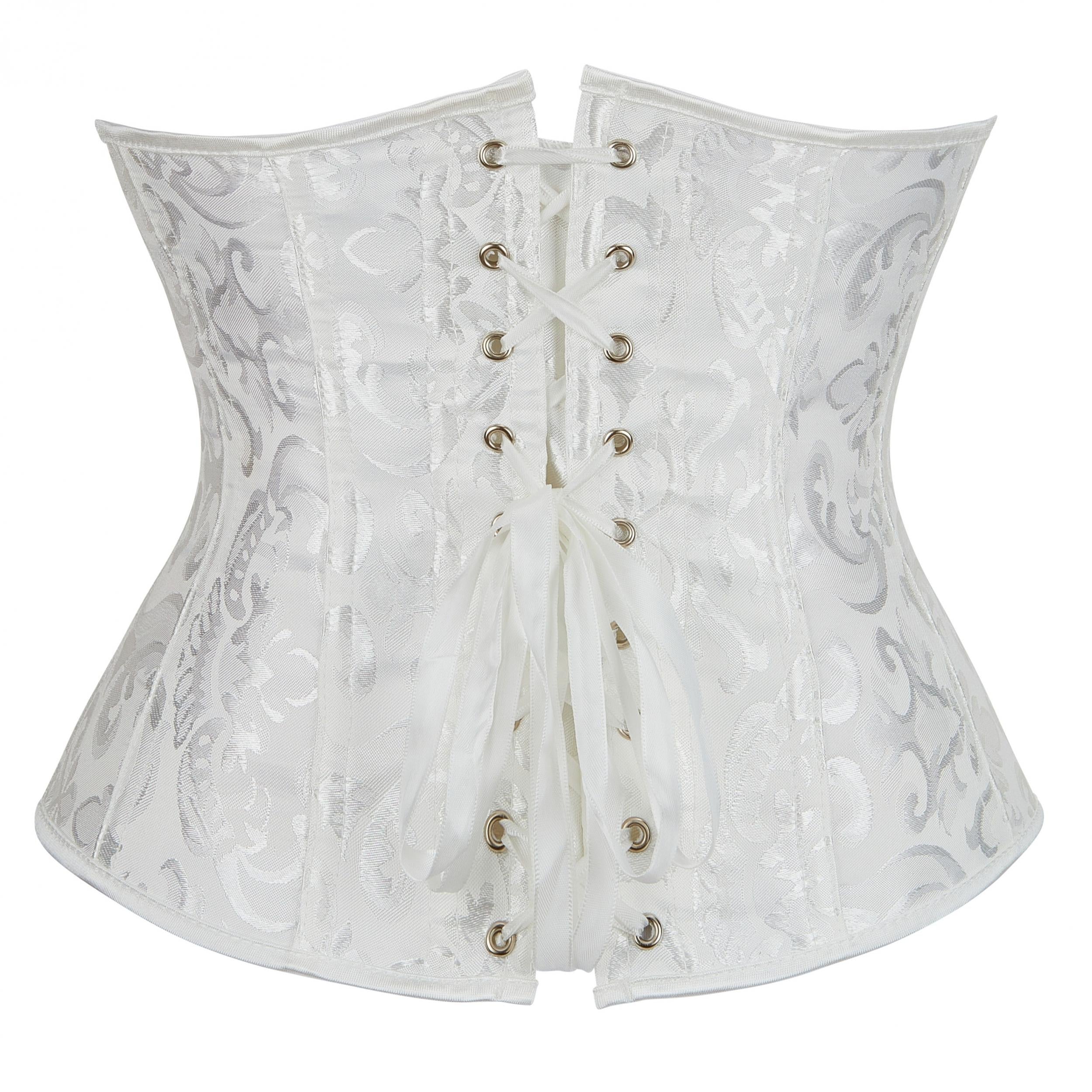 Jacquard Strapless Corset Bustier Lace Up Slimmer Body Shaper Women's Lingerie