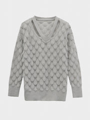 V Neck Long Sleeve Sweater Women's Clothing
