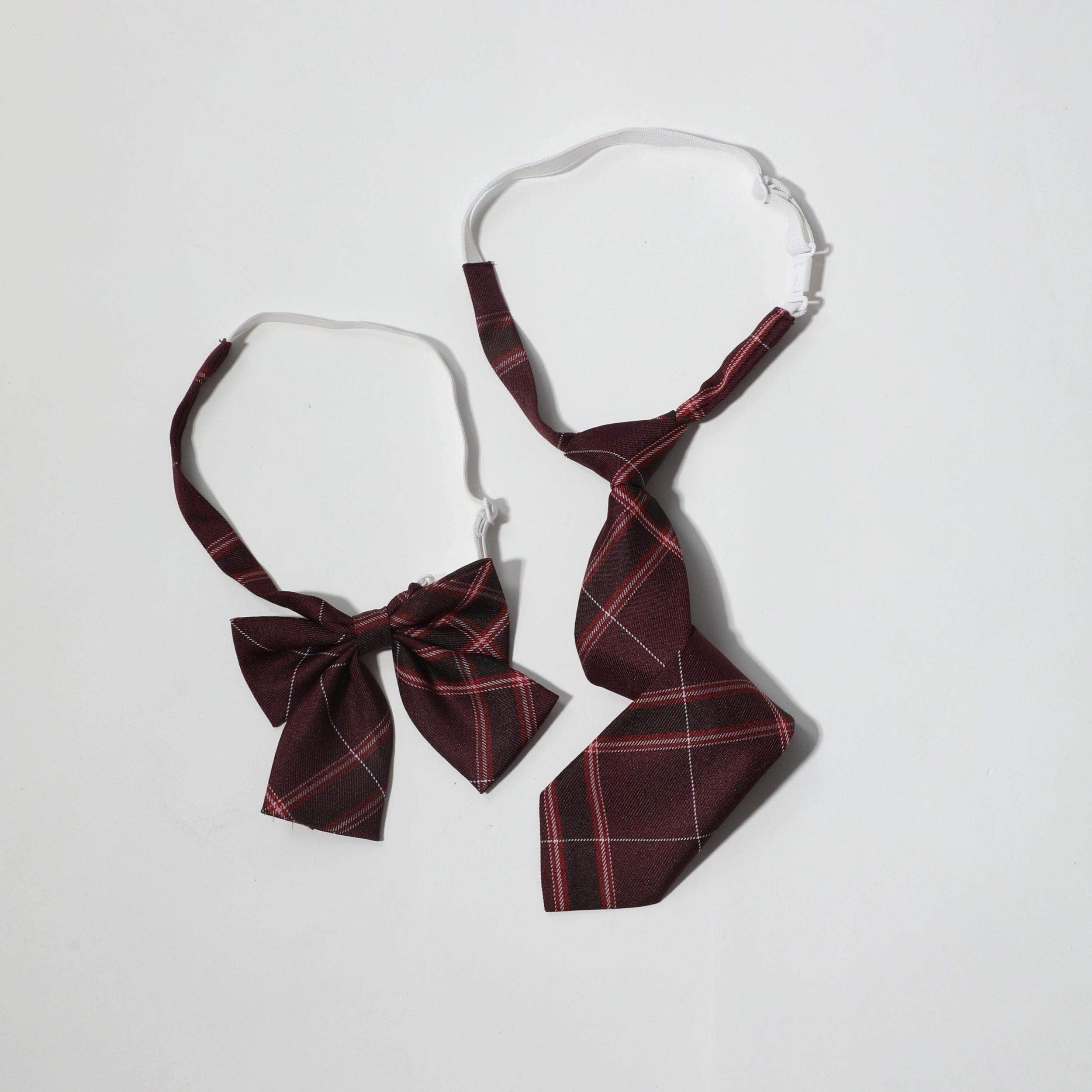 Red Striped Bow Tie Classic Neck Tie College Style Adjustable Bow Tie