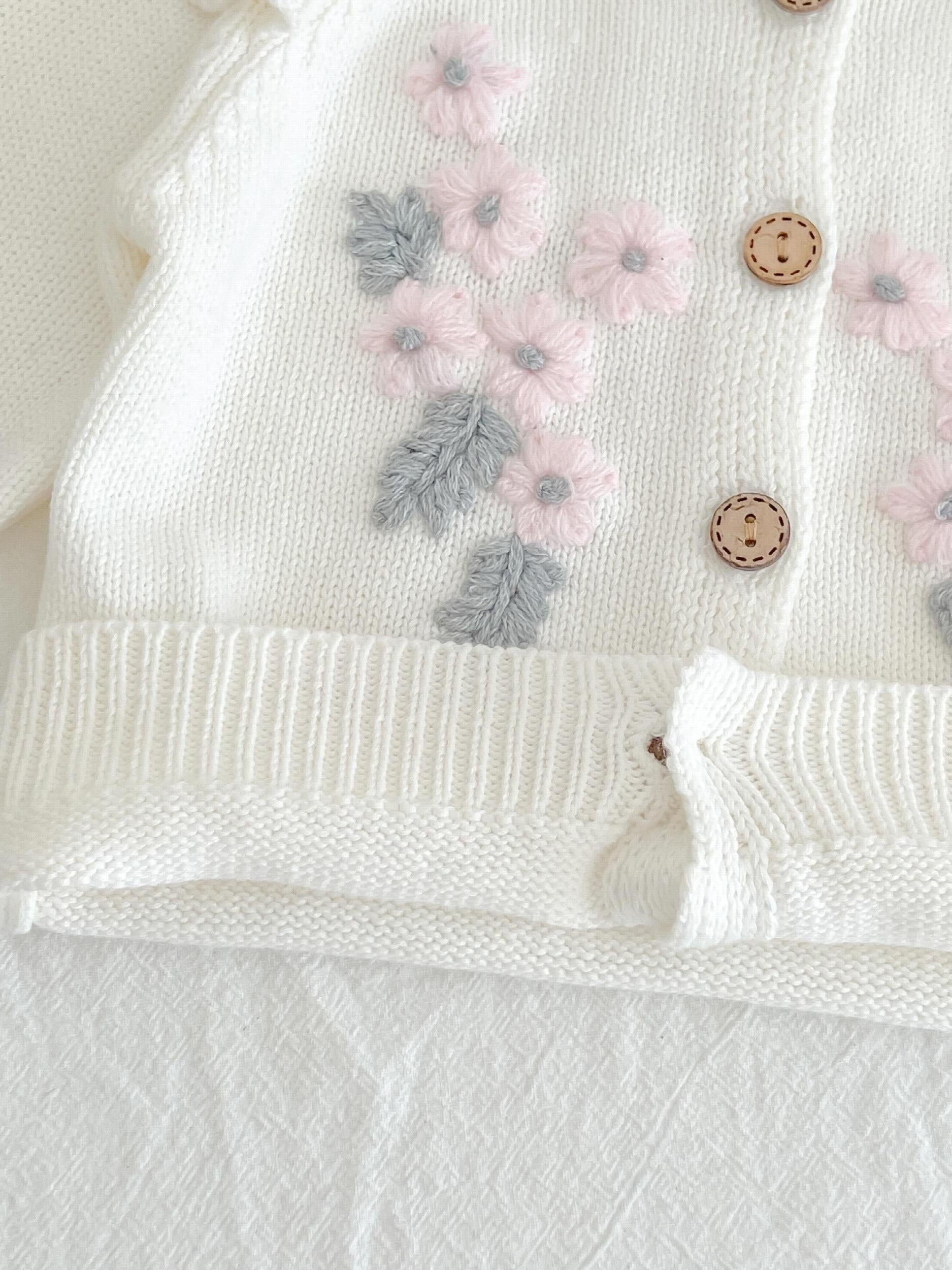 Baby Girl's Flower Print Coat & Suspender Romper Set
