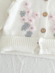 Baby Girl's Flower Print Coat & Suspender Romper Set