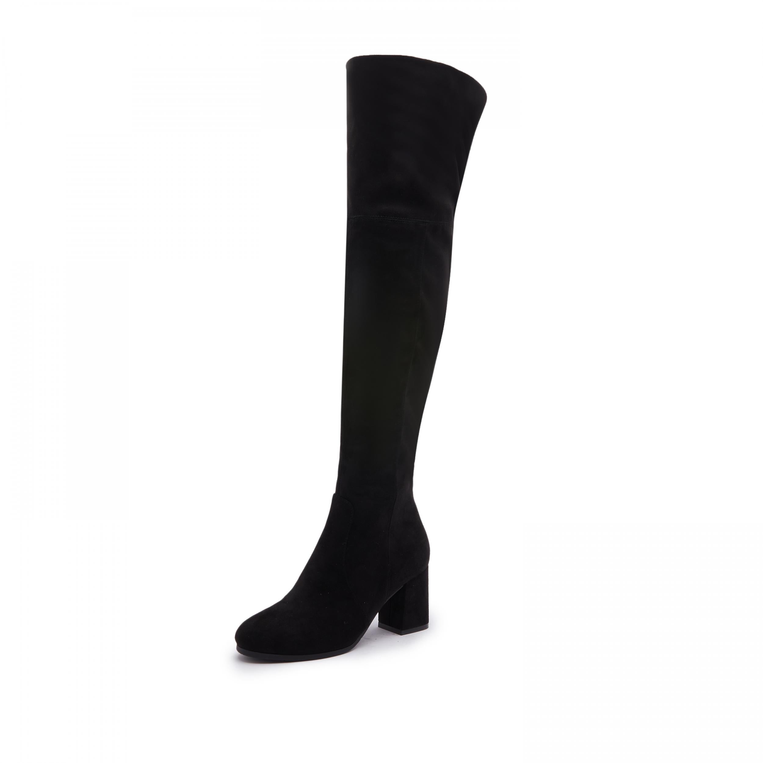 Chunky Heel Thigh High Boots Solid Round Toe Comfortable & Stylish Shoes