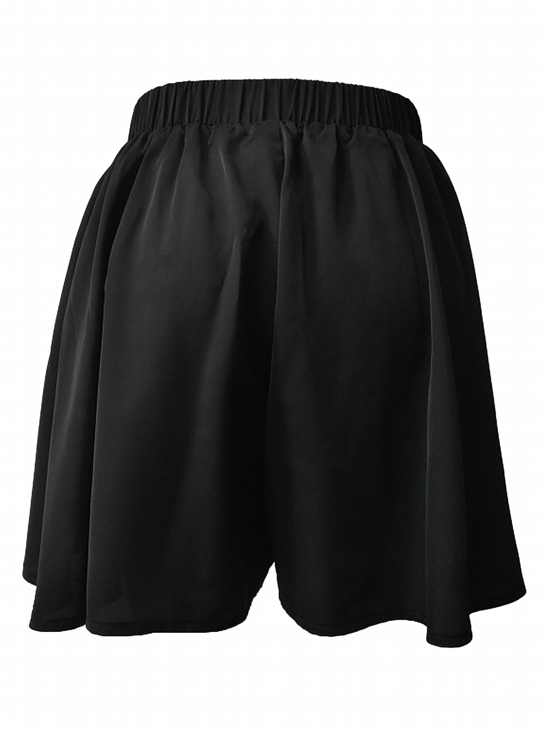 Solid Drawstring Flared Skort Casual Short Style Back Skort