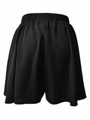Solid Drawstring Flared Skort Casual Short Style Back Skort