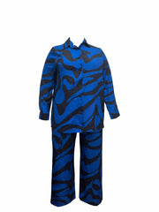 Women's Plus Abstract Stripe Print Shirt & Pants Outfit Set
