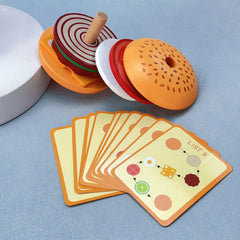 Wooden Burger Fries & Sandwich Playset for Kitchen Pretend Play