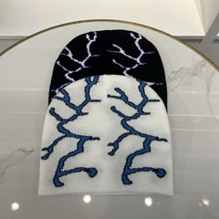 Winter Beanie Hat with Lightning Embroidery