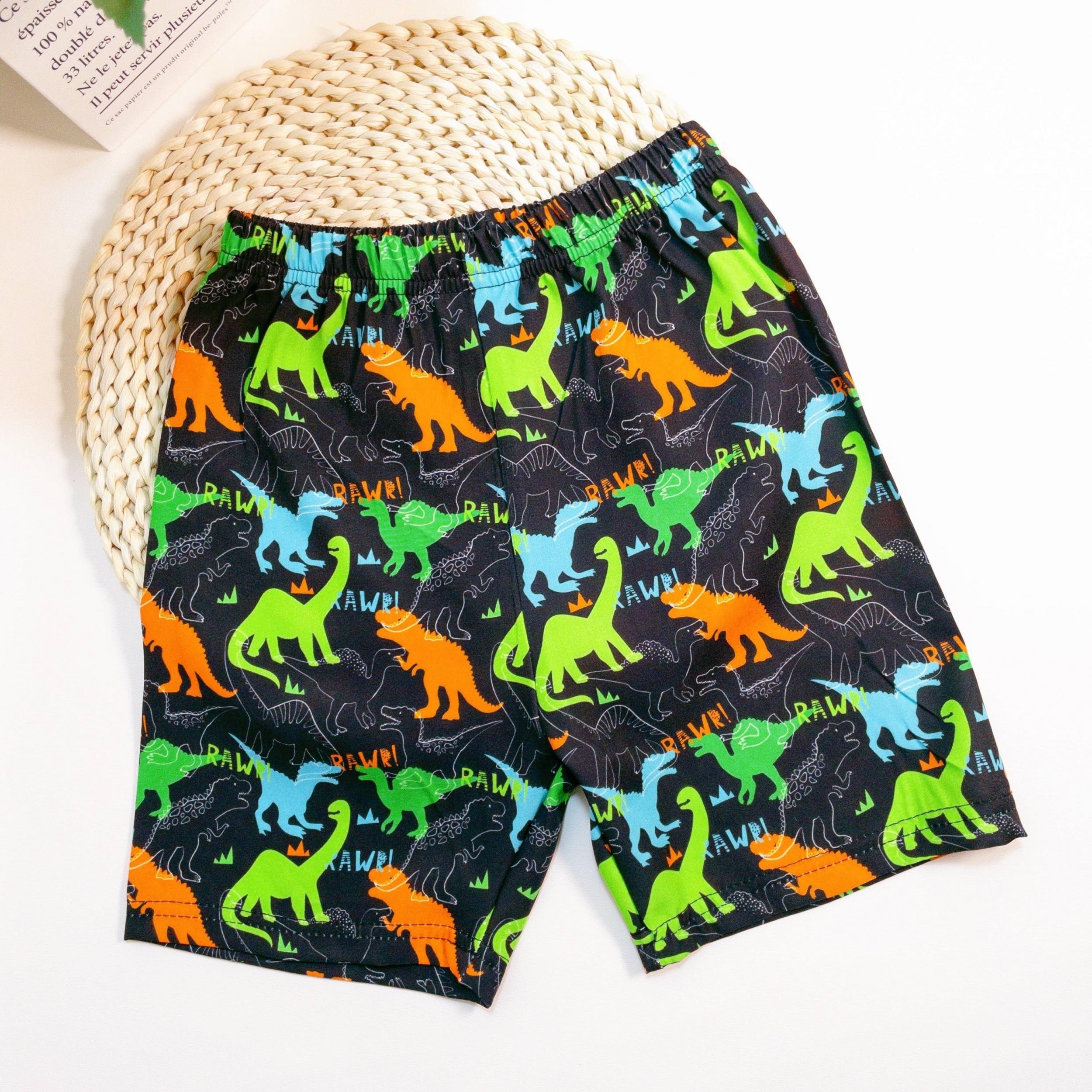 Boys Dinosaur Letter Print Casual Shorts, Kids Summer Clothes