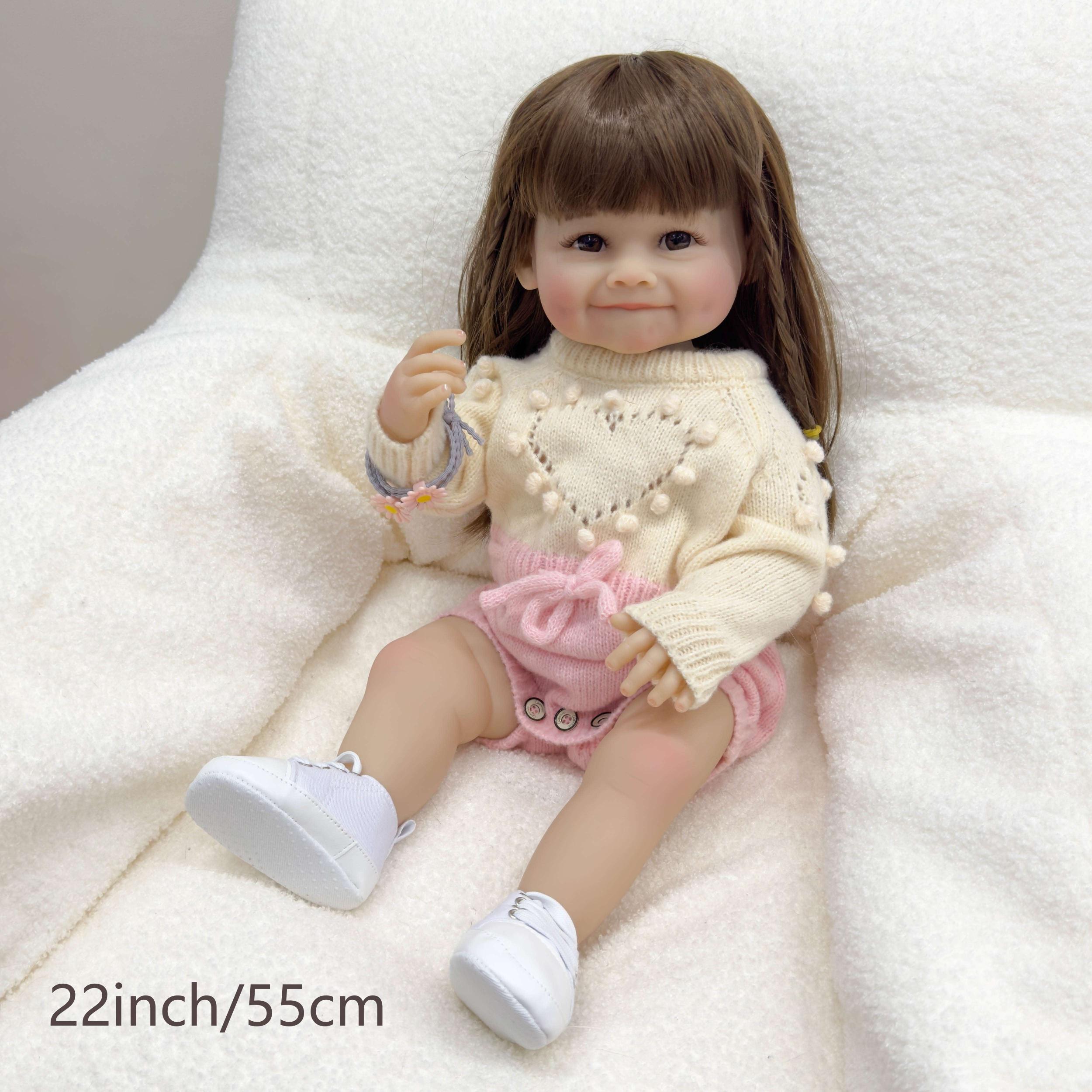 Realistic Silicone Vinyl Reborn Doll with Pink Knitted Outfit