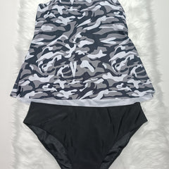 Camo Print Tankini Set Women's Racer Back Swimsuit Two Piece
