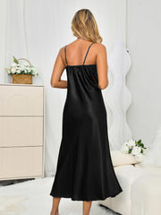 Lace Trim Cami Pajama Dress V Neck Spaghetti Strap Nightdress Women's Lingerie