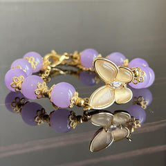 Golden Butterfly Purple Bead Bracelet Chinese Style