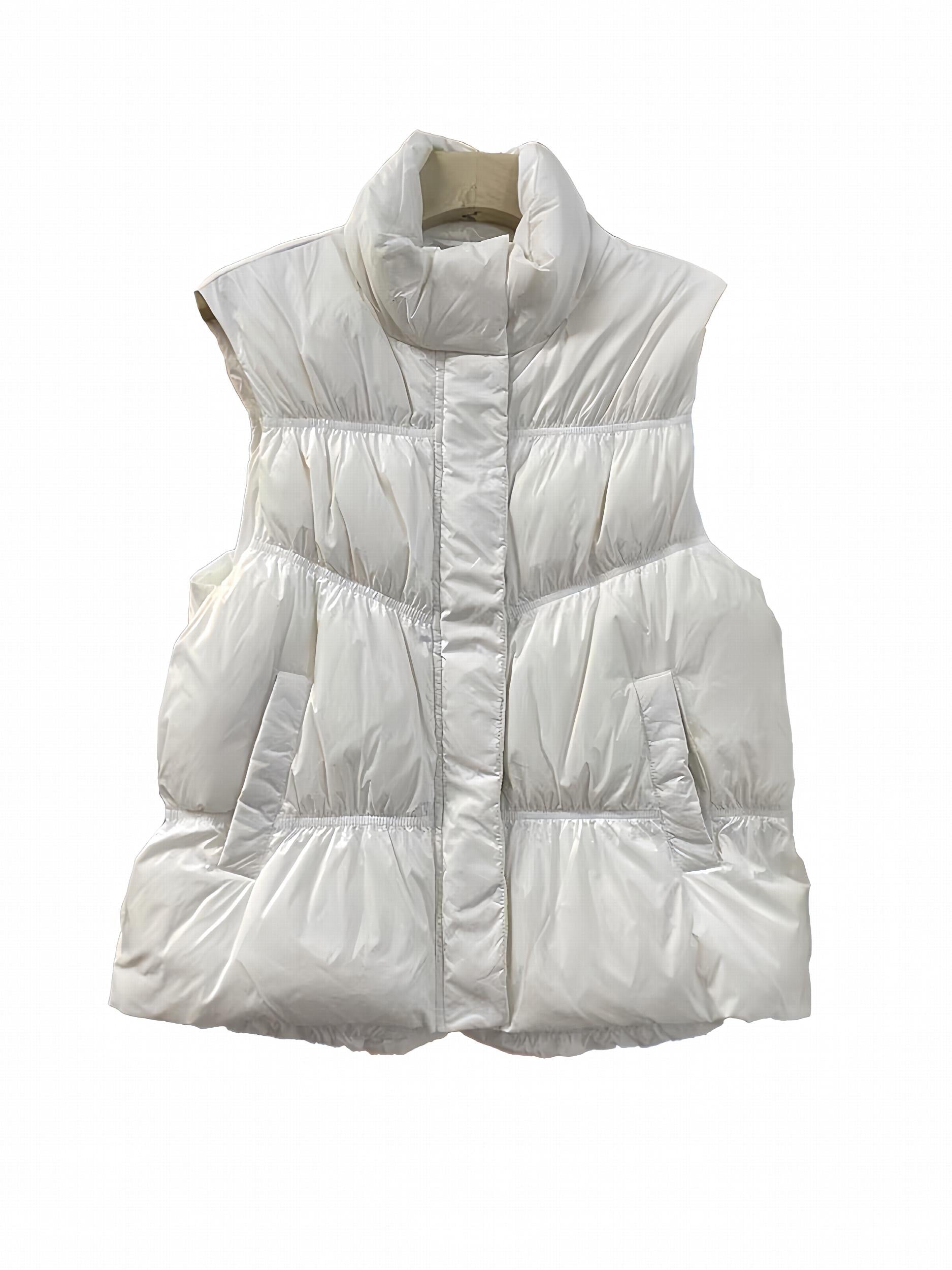 Women's Stand Collar Down Vest Short Waist Slim Shoulder Warm Vest