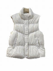 Women's Stand Collar Down Vest Short Waist Slim Shoulder Warm Vest